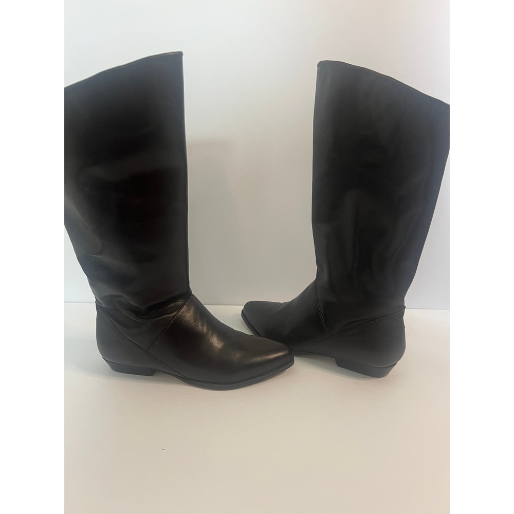 Scruples‎ Womens Brandy Leather Knee High Pointed Toe Low Wedge Boots Size 7.5